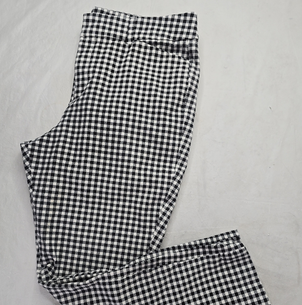 Old Navy High Rise Pixie Black White Gingham Check Ankle Skinny Straight 10